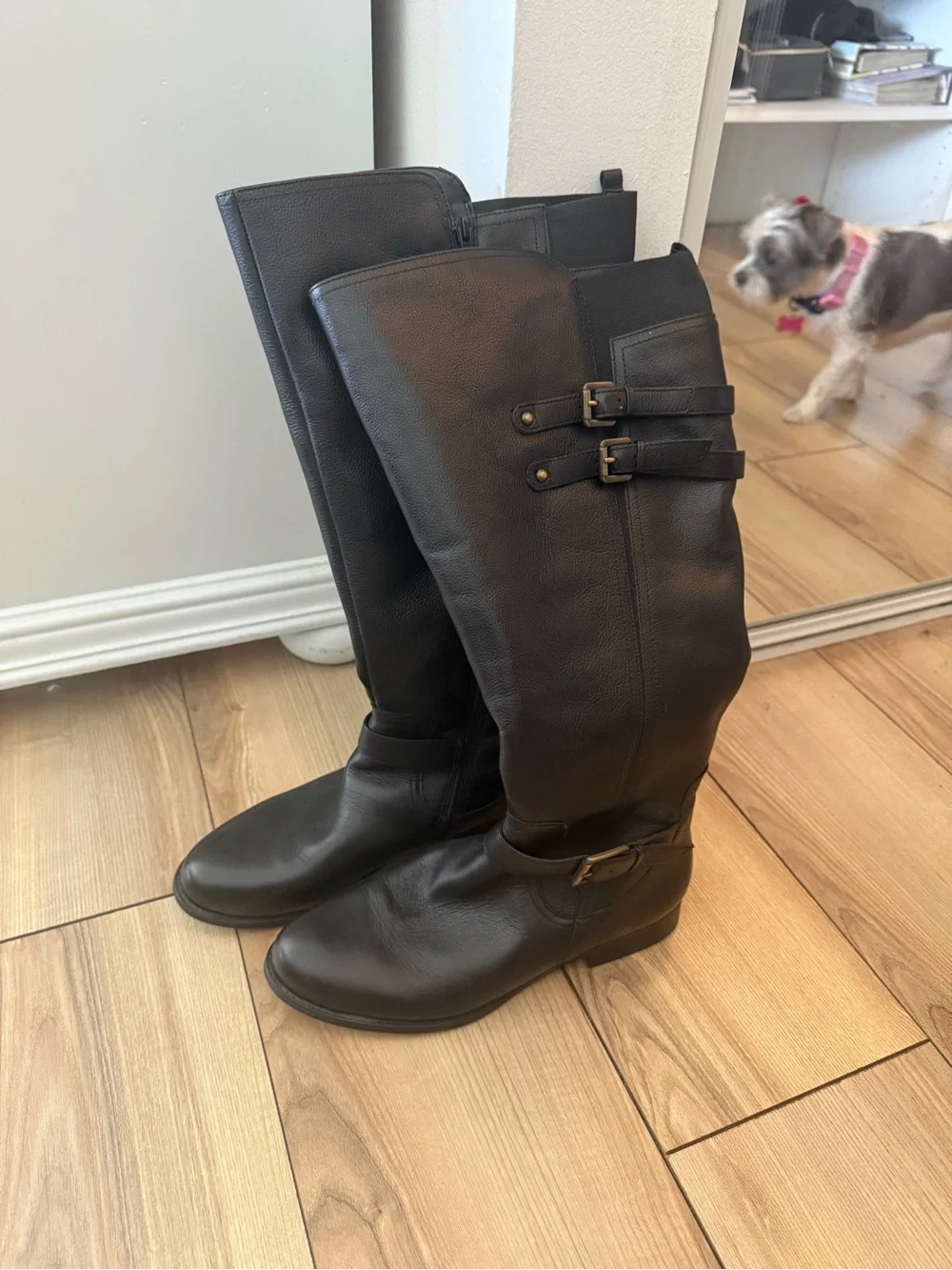 Naturalizer Black Over-the-Knee Leather Boots - Jessie - 12W, wide calf